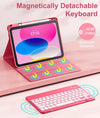 Hamile for Ipad 11Th 10Th Generation Case with Keyboard - 7 Colors Backlit Wireless Detachable Folio Keyboard Cover with Pencil Holder for Ipad 11-Inch A16 2025 10Th Gen 10.9 Inch 2022 (Pink)