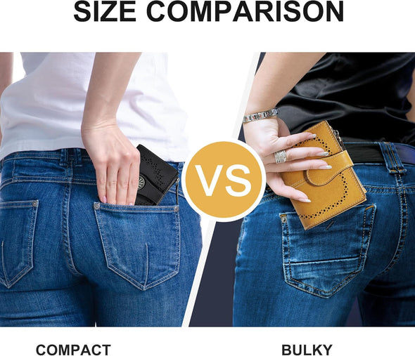 Small Wallet for Women Bifold RFID Blocking Card Holder Leather Wallets with Zipper Coin Pocket