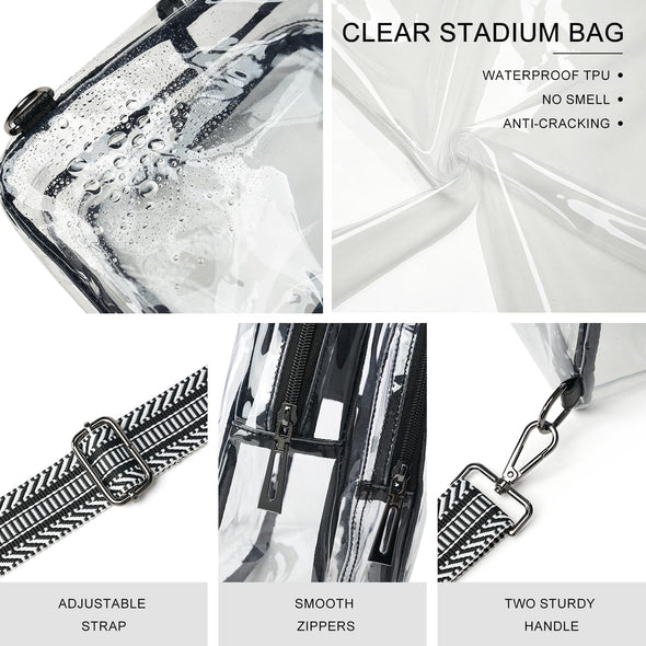 Clear Bag for Stadium Events, Clear Purse for Women Stadium Crossbody Bag, Transparent Bag for Concerts Sports