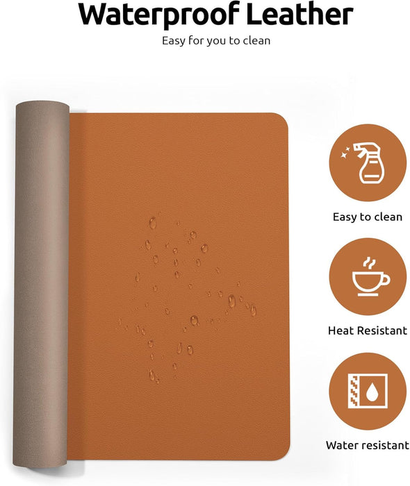 Ysagi Leather Desk Pad Protector, Office Desk Mat, Large Mouse Pad, Non-Slip PU Leather Desk Blotter, Laptop Desk Pad, Waterproof Desk Writing Pad for Office and Home (Brown, 31.5" X 15.8")