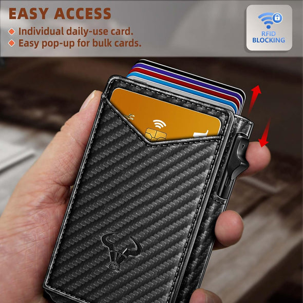BULLIANT Men Wallet,Money Clip Wallet Slim for Gift Men 9Cards-Metal Credit Card Case in Magnetic Leather Flip