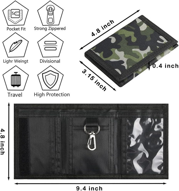 Camo Kids Wallet for Boys Girls Teen, Cheap Little Boys Wallet for Kids Ages 4-5-6-7-8-9-10-12, Camouflage Youth Wallets W/Zipper Coin Pocket, Tri Fold Child Childrens Wallet Novelty Birthday Gift