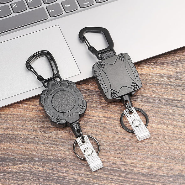 AIDSOTOU Badge Holder Retractable Clip Heavy Duty Badge Reel Retractable Keychain ID Badge Holder with Breakaway Lanyard ID Card Holder Cool Tactical Keychains