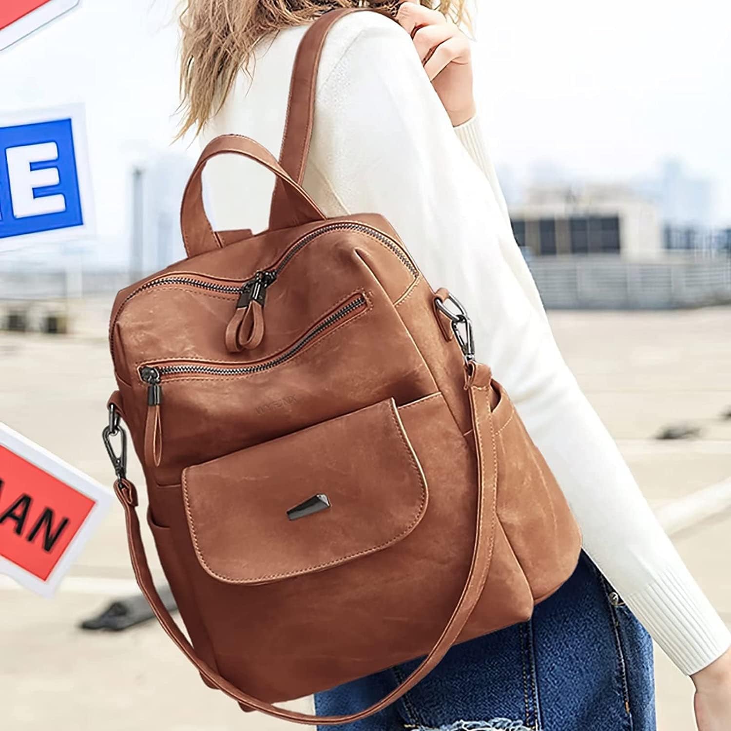 WYFJNX PU Leather Backpack – Kinzd