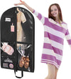 Univivi Dance Costume Garment Bag, 40" Waterproof Hanging Bag for Travel, Kids Clothes Bag with 5 Clear Pockets and Handles for Costumes and Sports, Black