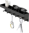 MKO Key Holder Wall Mount, Key Holder Wall Mount Adhesive with Mail Organizer Tray with 6 Key Hooks for Wall, Black