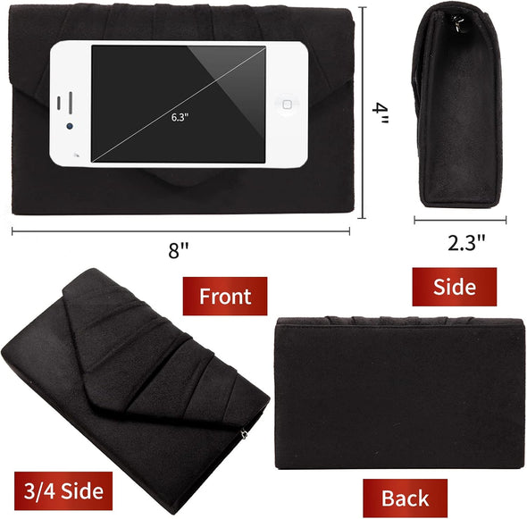 Bbjinronjy Clutch Purse Evening Bag for Women Evening Wedding Party Velvet Suede Pleated Handbag