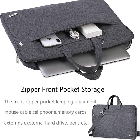 Voova Laptop Bag 17 17.3 Inch Water-Resistant Laptop Sleeve Case with Shoulder Straps & Handle, Computer Case Cover Slim Briefcase Compatible with 17-18” Hp Dell Asus Acer, Grey