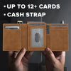Leather Wallet for Men Slim Minimalist: Smart Pop up Wallet with Cash Strap - RFID Front Pocket Trifold Credit Card Holder - Gift for Man Husband at Anniversay Brithday