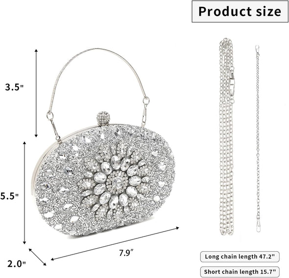 Women'S Evening Bags Sparkly Rhinestone Clutch Purses Luxury Handbags