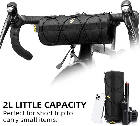 ROCKBROS Bike Handlebar Bag Small Bicycle Handle Bar Bag Handy Front Bike Bags Handlebar Storage Pouch Pack with Shoulder Strap Little Mountain Road Bike Barrel Bag