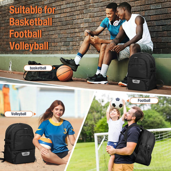 Basketball Backpack Basketball Equipment Bag with Ball and Shoe Compartment, Soccer Backpack Volleyball Backpacks