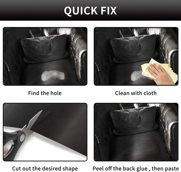 Numola Leather Repair Patch 8×11 Inch Self-Adhesive Leather Repair Tape, Scratch/Holes Vinyl Repair Kit for Couch, Car Seat, Sofas, DIY Furniture Upholstery, Chair, Jackets, First-Aid (Black)