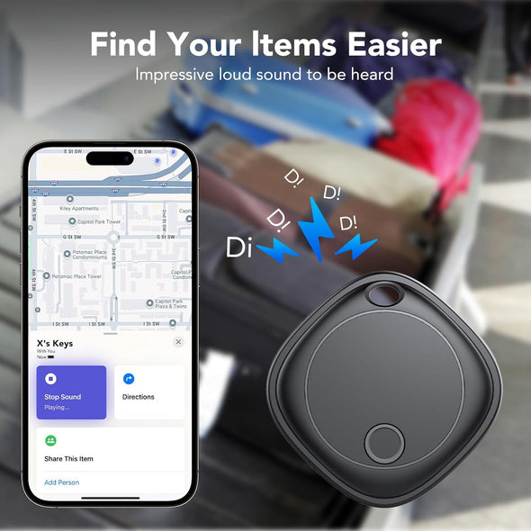 Air Tags-4 Pack, Bluetooth Tracker Works with Apple Find My APP (Ios Only), Bluetooth Smart Air Tag Keys Finder and Item Locator for Keys, Bags, Luggage, Pets, Wallet, Replaceable Battery