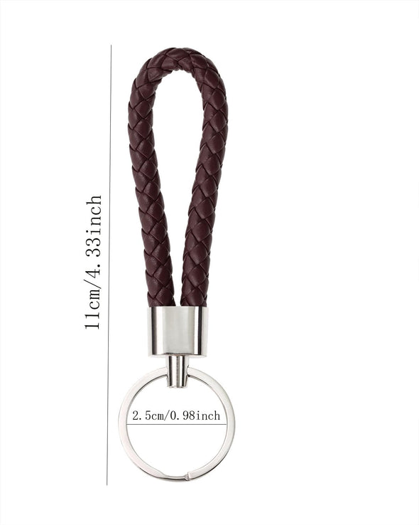 Braided Leather Key Fob Car Keychain Ring Woven Strap Keychain Accessories for Men Women Birthday Christmas Gifts
