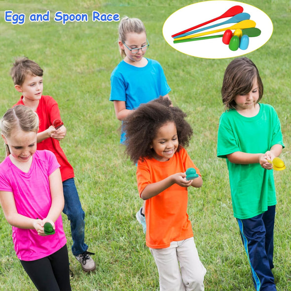 4-8 Player Potato Sack Race Bags Backyard Games for Kids and Adult, Field Day Birthday Party Outdoor Games for Kids Family,Carnival Games,Egg and Spoon Race,3 Legged Race,Relay Batons,Easter Fun Games