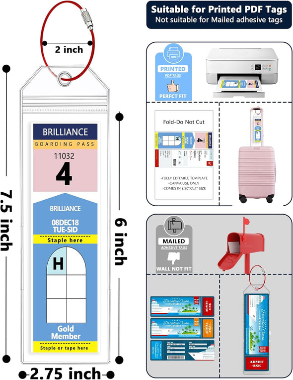 10 Pack Royal Caribbean Luggage Tag Holders，Clear Cruise Luggage Tagsfor Royal Caribbean & Celebrity Cruise，Cruise Luggage Tags 2025 & 2026（7.5X2.75In）