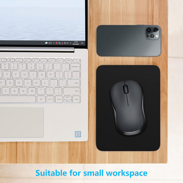 Dapesuom Small Mouse Pad, 6 X 8 Inch Thick Rubber Premium-Textured Non-Slip Portable & Washable Mini Mouse Mat for Women Men Wireless Laptops Keyboard Tray Gaming Work Computer Office Travel, Black