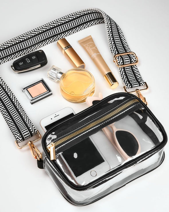 FANGSUN Clear Crossbody Bag Stadium Approved, Clear Purse for Women, Transparent Shoulder Messenger Handbag for Concert Sport