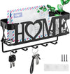Key Holder for Wall - Key Rack with 5 Key Hooks, 11.02" L×2.75" W×4.92" H, Key and Mail Organizer Wall Mount with Mesh Basket, Key Hanger for Wall, Entryway, Home Decor(Matte Black)