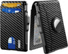 Umoven Airtag Wallet for Men - with Pop up Aluminum Case Money Clip Slim Leather Slots Credit Card Holder RFID Blocking Bifold Minimalist Wallet with Gift Box
