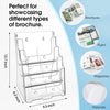 Maxgear Acrylic Brochure Holder 8.5 X 11 Inch, 4 Tier Clear Literature Organizer Magazine Stand Display with Removable Divider for 4 X 9 Inch Brochures, Pamphlet, Wall Mount or Countertop, 1 Pack