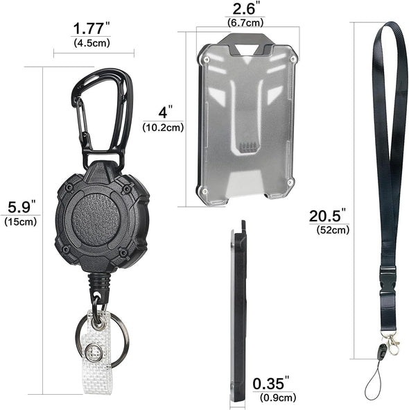 AIDSOTOU Badge Holder Retractable Clip Heavy Duty Badge Reel Retractable Keychain ID Badge Holder with Breakaway Lanyard ID Card Holder Cool Tactical Keychains