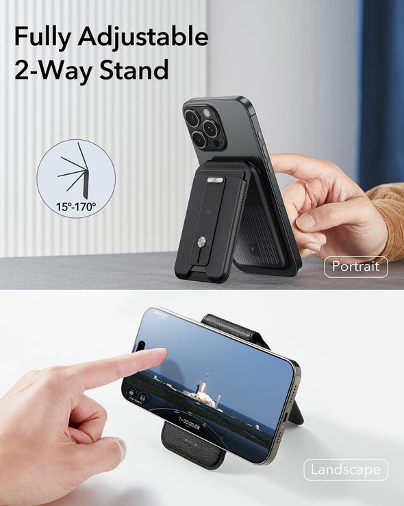 ESR for Magsafe Wallet with Full Find My Functionality, Magnetic Geo Iphone Wallet, up to 3,000G Magnet Strength, Card-Holder with Adjustable Stand, for Iphone 16/15/14/13/12 Series, Black