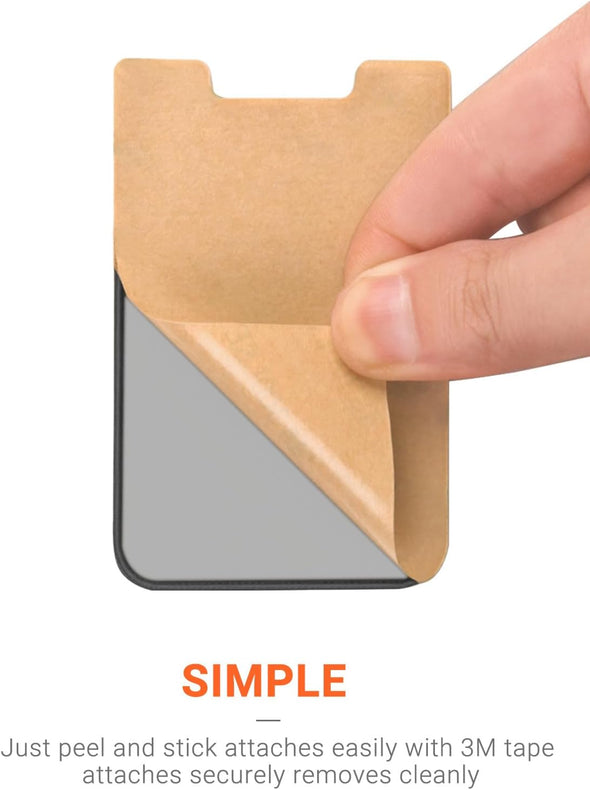 Cell Phone Pocket Self Adhesive Card Holder Stick on Wallet Sleeve with Adhesive ID Credit Card ATM Card Holder for Iphone Android 2 PACK BLACK