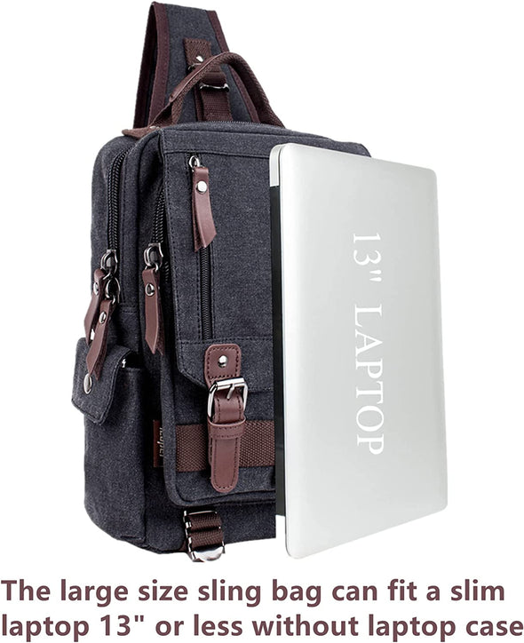 Leaper Retro Crossbody Bag Sling Bag Canvas Messenger Bag for Men Women Shoulder Bag Crossbody Handbags Satchel Travel Bag