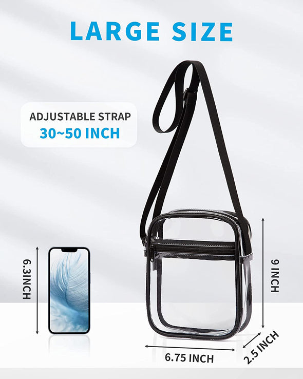 Vorspack Stadium Approved PVC Purse - Clear Crossbody Bag with Front Pocket for Concerts, Sports, Festivals