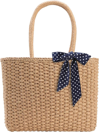 YXILEE Zipper Straw Bags for Women | Straw Purse Woven Womens Handmade Weaving Summer Handbag for Travel Beach