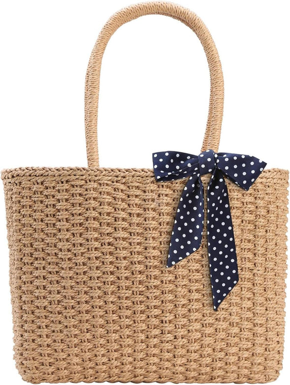 YXILEE Zipper Straw Bags for Women | Straw Purse Woven Womens Handmade Weaving Summer Handbag for Travel Beach