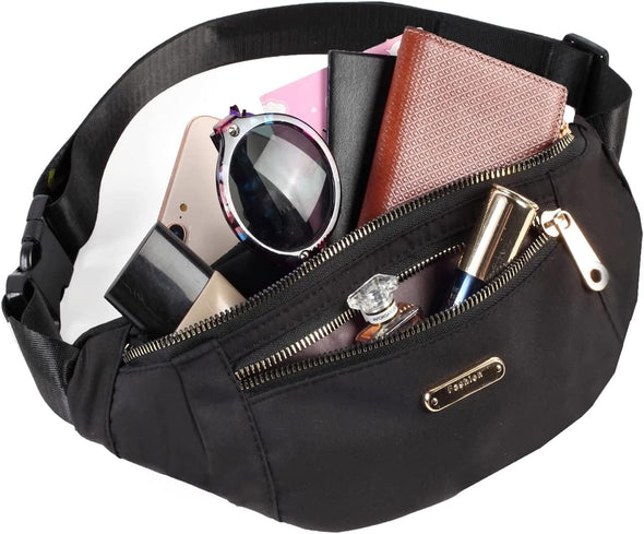 Fanny Pack Waist Pack for Women, Fashion Waist Bag with Adjustable Strap for Travel Sports Running Black