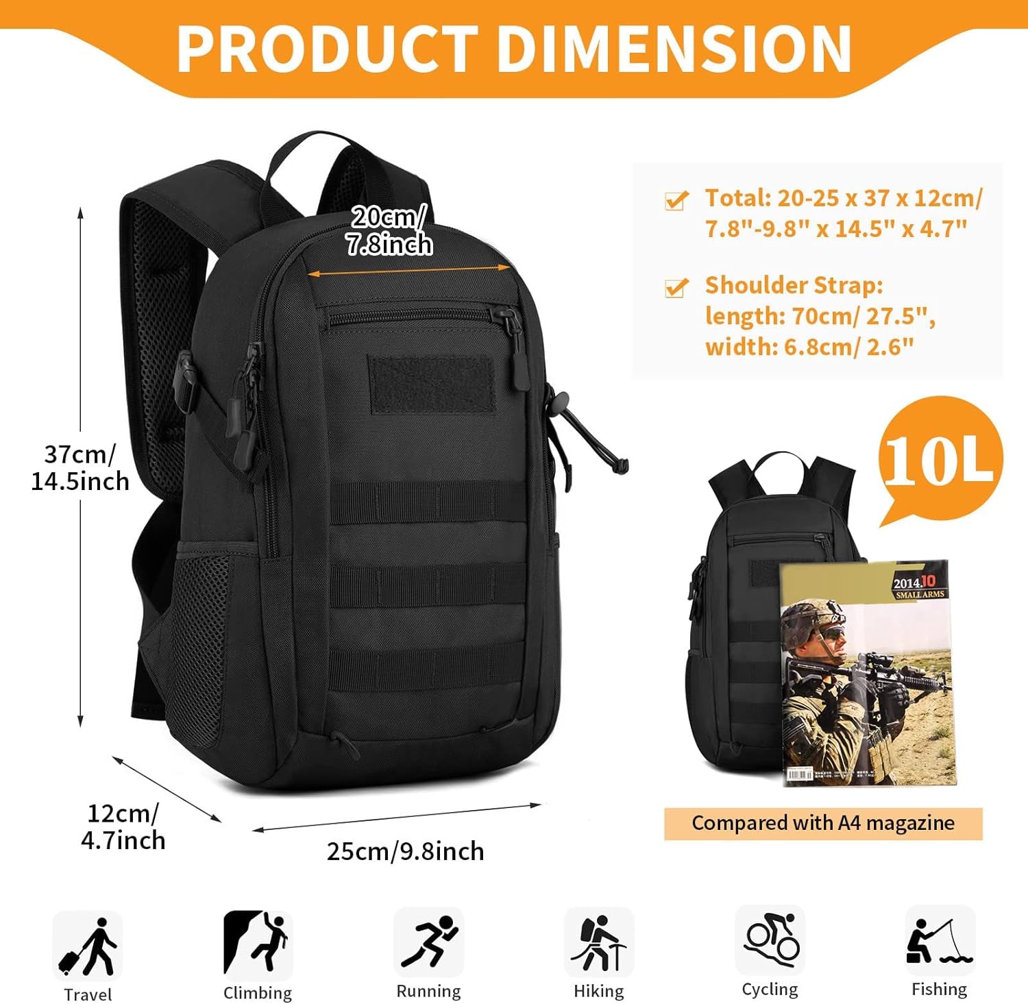 10 inch mini backpack HUNTVP 10L Military Tactical Backpack – Kinzd