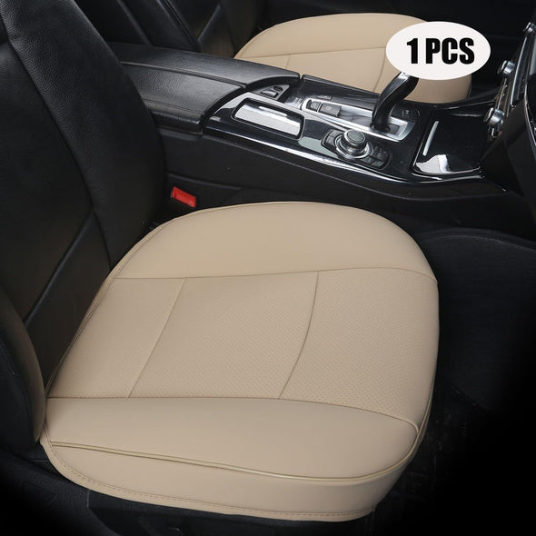 Luxury PU Leather Car Seat Cover Protector Front Car Seat Cover Seat Bottom Cover Single Seat Cover-Compatible with 90% Vehicles (Width 20.8× Deep21 × Thick 0.2 Inch) (Beige)