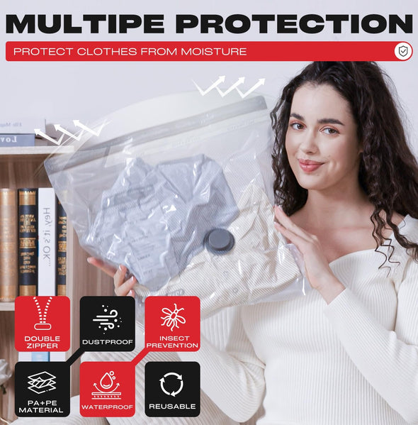 Vacuum Seal Bags for Clothing Travel, 9 Pack Vacuum Sealer Storage Bags with Portable Electric Pump, Space Saver Travel Compression Bags for Packing Luggage and Suitcase