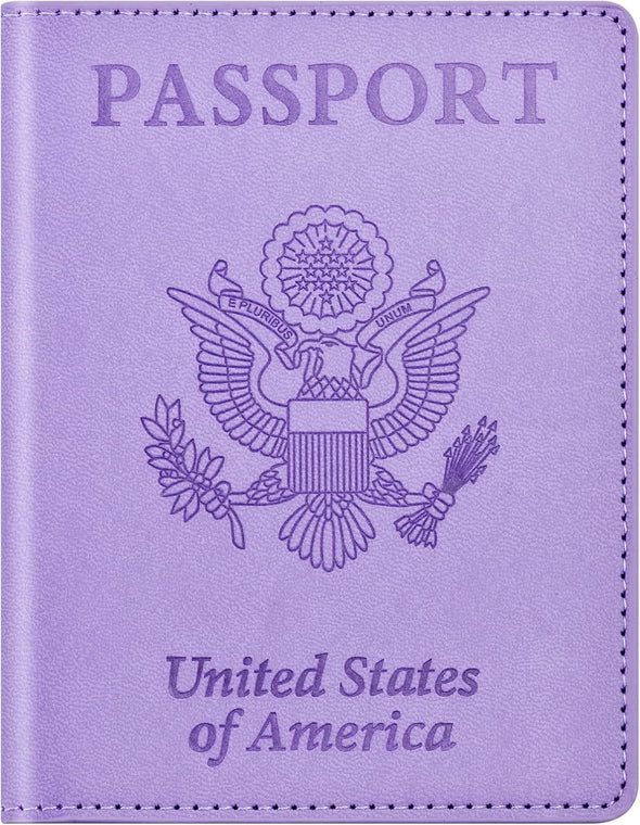 Passport and Vaccine Card Holder Cover Combo, Passport Case /Wallet with Vaccine Card Slot for Women and Men(Al-Purple)