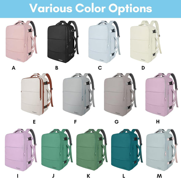 Taygeer Carry on Backpack, 35L Travel Backpack for Women Airline Approved, Cute Underseat Personal Item Travel Bag with Shoe Compartment, Casual Daypack Gifts for Friend Hiking Outdoor Weekend,Blue