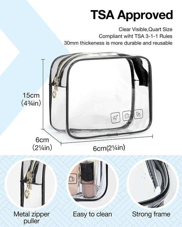 BAGSMART Toiletry Bag Hanging Travel Makeup Organizer with TSA Approved Transparent Cosmetic Bag Makeup Bag for Full Sized Toiletries, Large-Blck