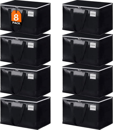 Storageright Large Moving Bags Heavy Duty Storage Totes for Storage,Packing & Moving Collapsible Moving Supplies with Large Capacity, Reinforced Zippers and Handles, 88L, 8 Packs