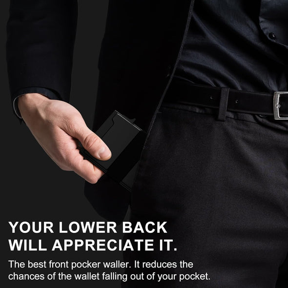 Smart Card Wallet for Men Slim: Minimalist Wallet for Men - RFID Blocking Pop up Front Pocket Wallet, Metal Wallet 11 Card Holder