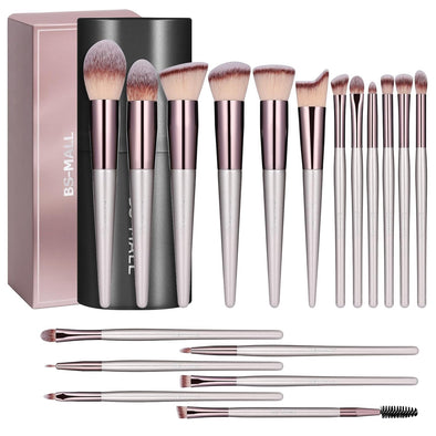 BS-MALL Makeup Brush Set 18 Pcs Premium Synthetic Foundation Powder Concealers Eye Shadows Blush Makeup Brushes with Black Case