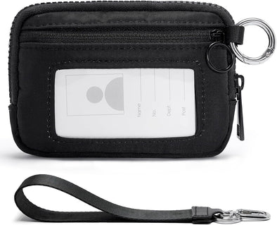 The Iris Wallet for Women Mini Zip Card Case with Clear ID Window Zipper Coin Purse Lightweight Portable Keychain Wallet