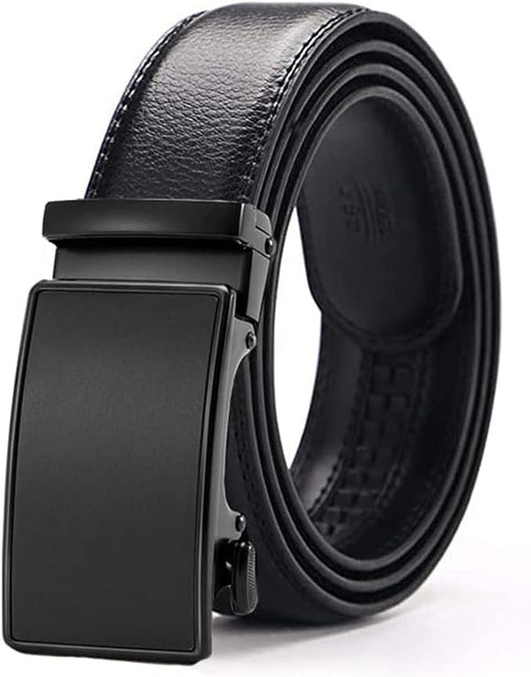 2 Pack Ratchet Belt for Men - Mens Belt Leather 1 3/8" for Casual Jeans - Fit 36" to 44" Waist Adjustable