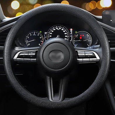LRITER Car Steering Wheel Cover, Non-Slip Silicone Material, Multiple Color Choices, Universal Auto Parts Steering Wheel Cover, Suitable for Most Cars (Black)