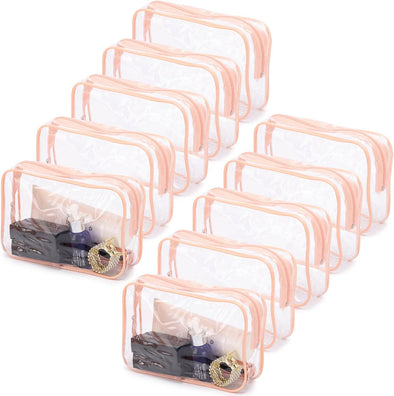 Tbestmax 10 Pack Clear Cosmetic Bags Makeup Bags Portable Waterproof TSA Approved Travel Toiletry Bags Organizer