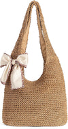 Straw Beach Bag for Women - Handmade Raffia Woven Tote Handbag, Summer Mesh Beach Purse for Vacation Holiday Gift 2025
