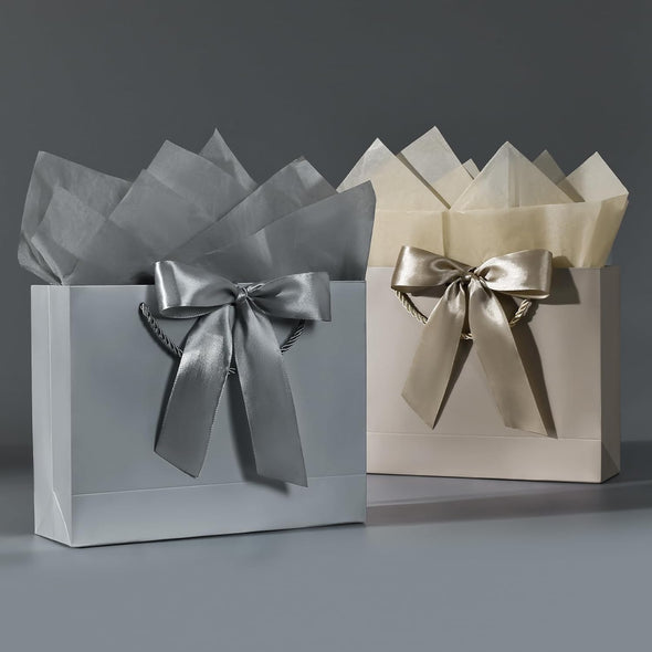 JMANNI Gift Bag, 1PCS Gift Bags Large with Ribbon and 1 Greeting Cards 2 Tissue Paper, Portable Paper Gift Bag with Handles, Birthday Gift Bags,Present Bags for Wedding Party Mothers Day