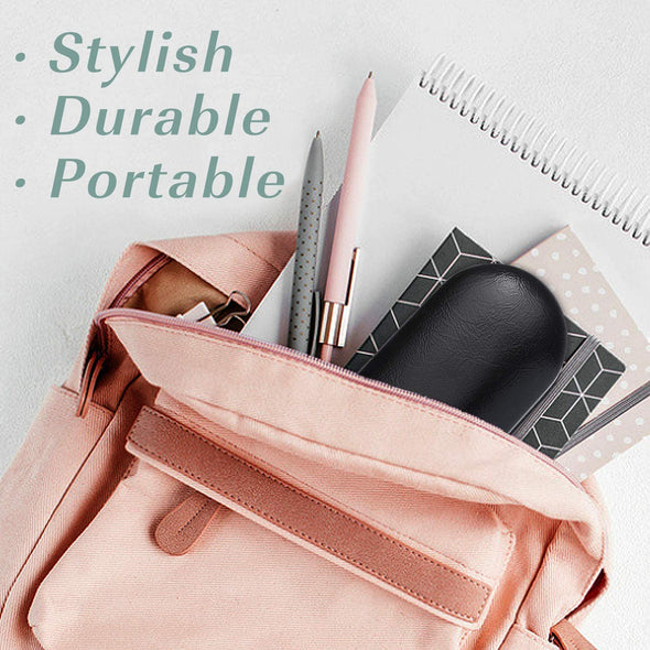 Moko Double Eyeglass Case, Contact Lens Case with Mirror Tweezers Remover, 2 in 1 Double Sided Portable Contact Lens Box Holder Container Soak Storage Kit Sunglasses Pouch for Men & Women, Black